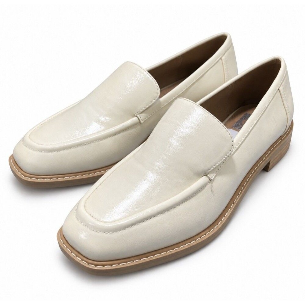 DV Dolce Vita Fran Loafers Womens Size 9 Ivory Cream Shiny Patent Flats NEW